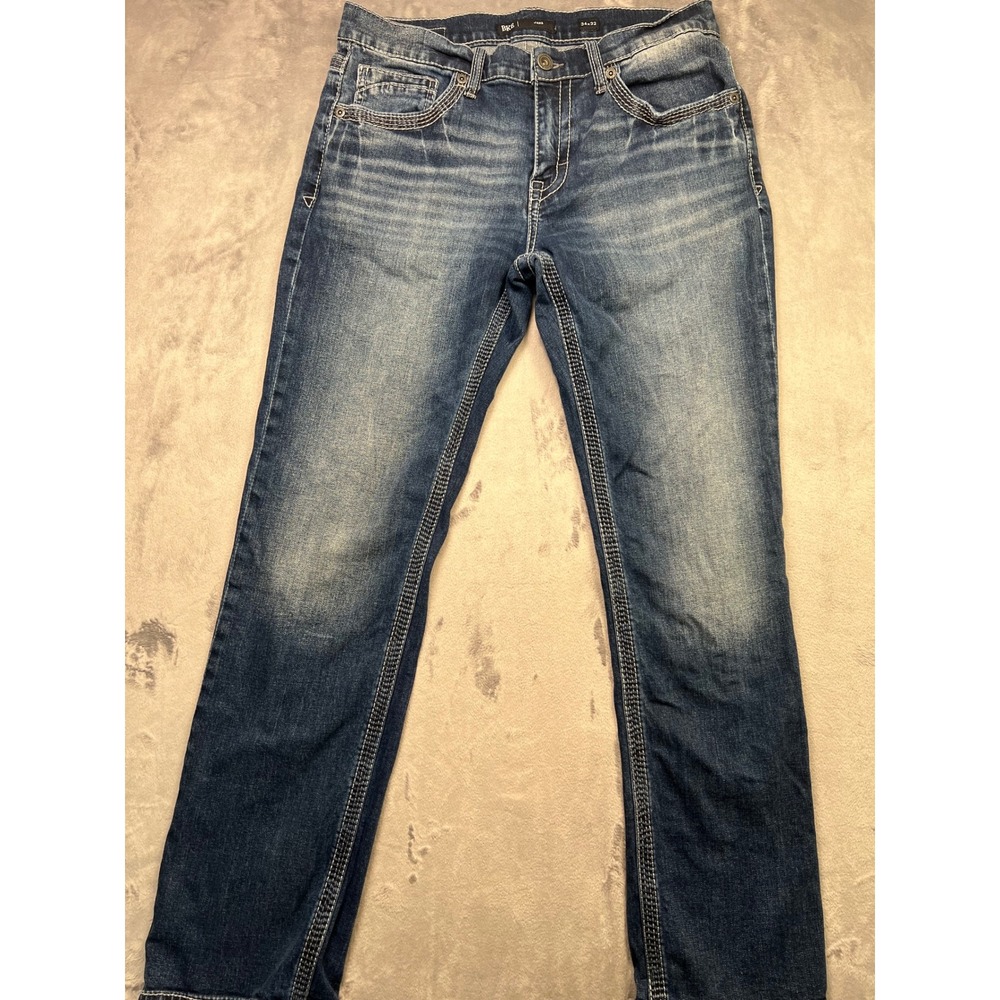 BKE Jake Straight Leg Jeans Mens 34x32 Medium Wash Stretch Denim Contrast Stitch